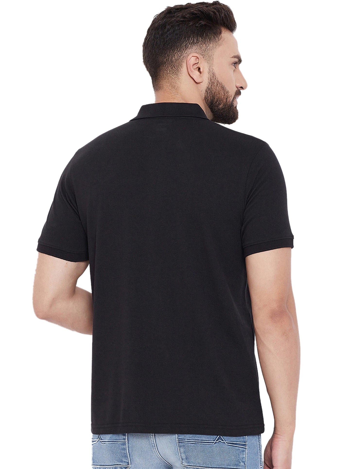 Solid Black Mens Polo T-Shirt