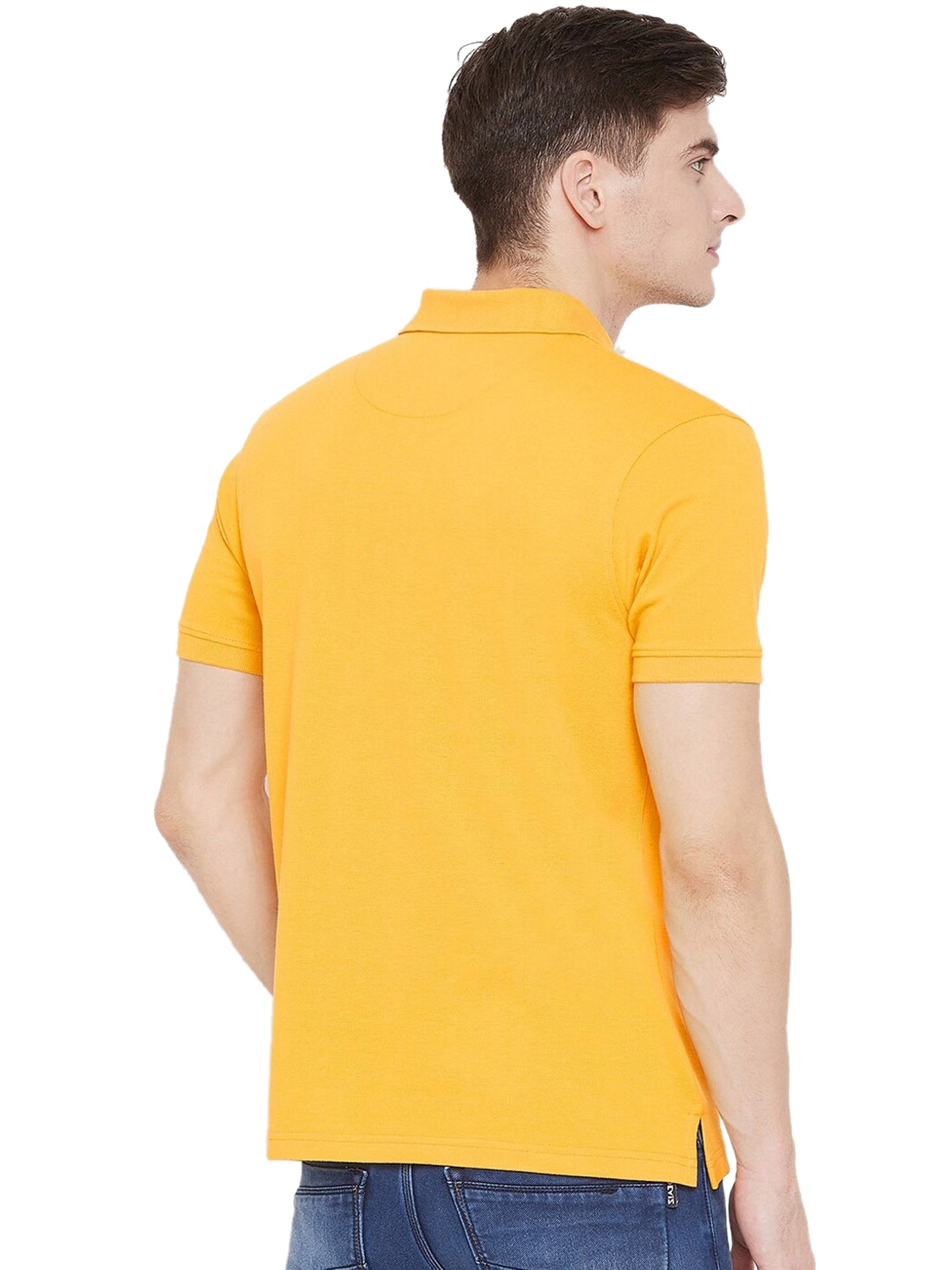 Solid Yellow Mens Polo T-Shirt