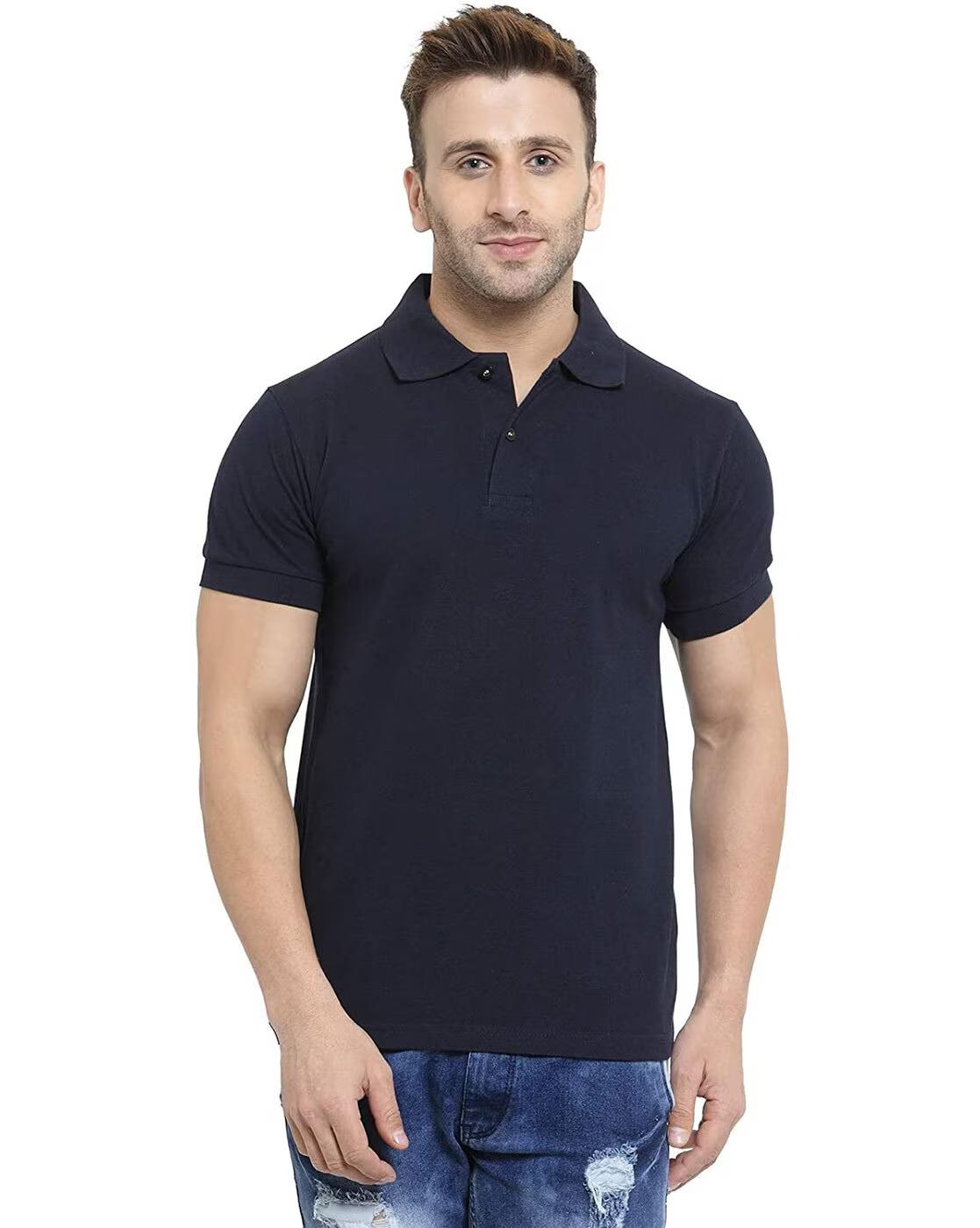 Solid Blue Mens Polo T-Shirt