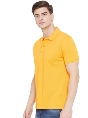 Solid Yellow Mens Polo T-Shirt