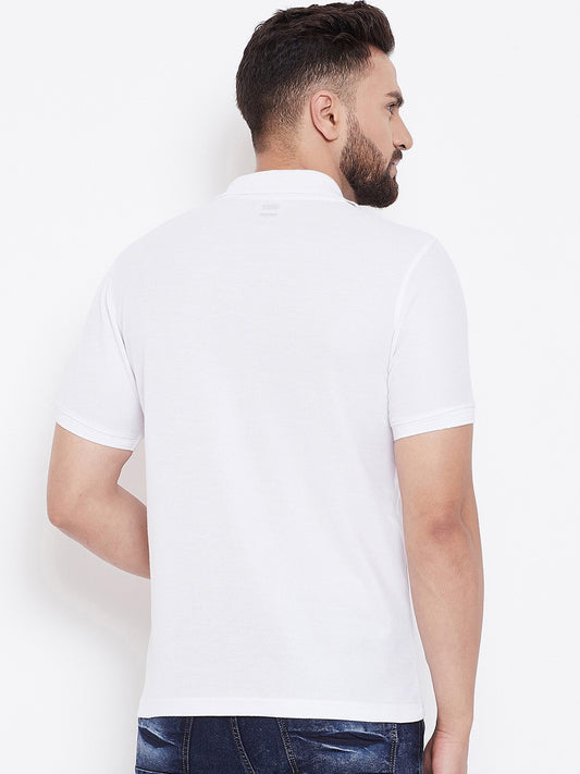 Solid White Mens Polo T-Shirt