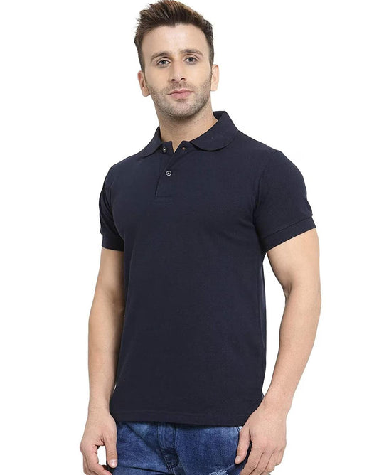 Solid Blue Mens Polo T-Shirt