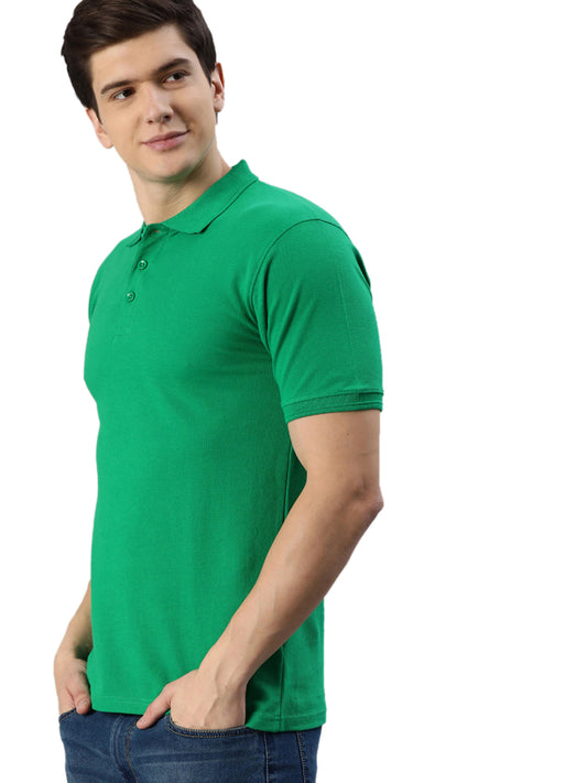 Solid Green Mens Polo T-Shirt